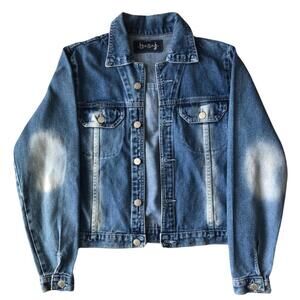 ✨SOLD✨ Basic Sexxy’s Jeans vintage 90s blue faded bleached denim jacket